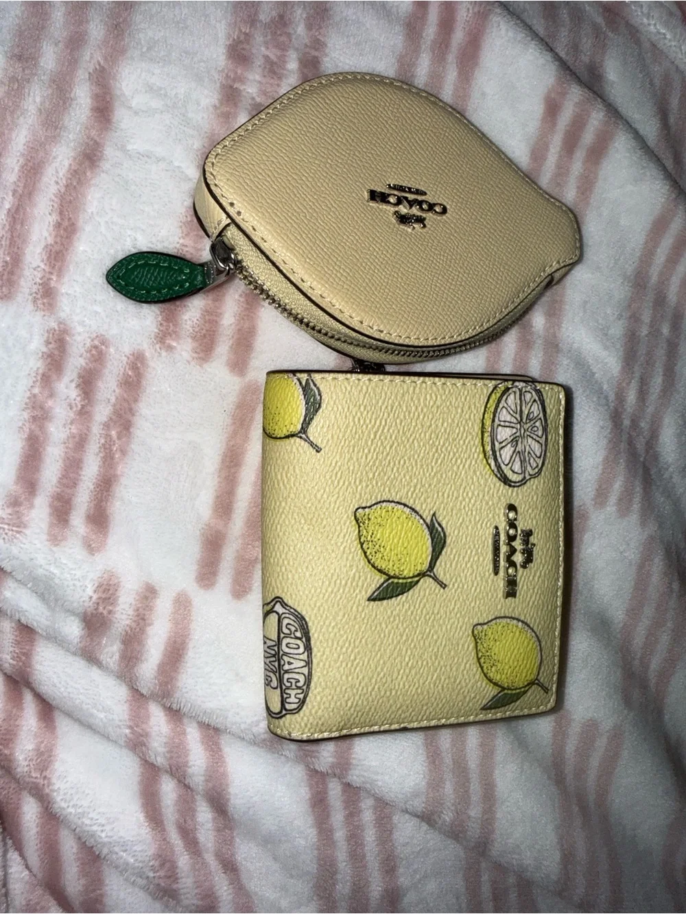 Coach Lemon-Print Bifold Wallet with Matching Coin Pouch - Yellow & Green